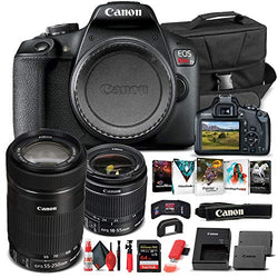 Canon EOS Rebel T7 DSLR Camera with 18-55mm Lens (2727C002) + EF-S 55-250mm Lens + 64GB Memory Card + Case + Corel Photo Software + LPE10 Battery + Card Reader + Deluxe Cleaning Set + More (Renewed)