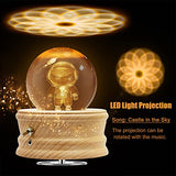 Figermoon 3D Crystal Ball Music Box with Projection LED Light and Rotating Wooden Base, Gift for Christmas Thanksgiving Birthday Mother's Day, Home Room Decor for Girls Women Mom Daughter (Astronaut)