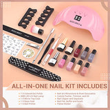 Modelones Gel Nail Polish Kit with U V Light 48W Nail Dryer 7 Nude Colors Gel Nail Polish Set, No Wipe Base Top Coat, Nail Primer, Nail Art Decorations, Manicure Tools, Integrated Manicure Kit