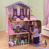 KidKraft My Dream Mansion Wooden Dollhouse with New Gliding Elevator and 13 P, Pink