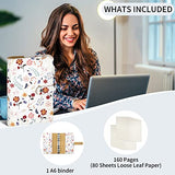 YoeeJob A6 Refillable Notebook, 6 Ring Binder Travel Diary, Journal Notebook with 160 Pages Paper for Writing(White)