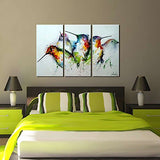 ARTLAND Modern 100% Hand Painted Framed Wall Art Colorful Birds 3-Piece Animal Oil Painting on Canvas for Living Room Artwork for Wall Decor Home Decoration 28x42 inches