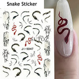 3 Sheets Snake Nail Stickers for Nail Arts,5D Nail Decals Self-Adhesive Nail Art Supplies for Nail Designer, Nail Tattoos for Women Girls, pegatinas para uñas with Stars Patterns Nails Accessories.