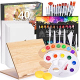 Easel Art Set, 40 Piece Painting Supplies with 1 Art Easel, 24 Acrylic Paint Set, 5 Painting Canvas, 12 Paint Brushes & Necessary Paint Set Tools, Art Supplies for Kids Adults Beginners Artists Pros…