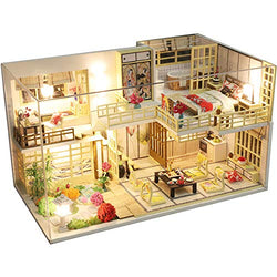 CUTEBEE Dollhouse Miniature with Furniture, DIY Wooden Dollhouse Kit Plus Dust Proof and Music Movement , 1:24 Scale Creative Room Idea (Japanese Style Apartment)