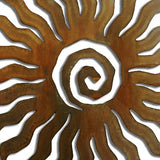 Spiral Sun - Twenty-Four Rays Metal Indoor/Outdoor Wall Art - 18 inches - Rust Finish - Made in Arizona, USA