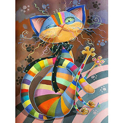 IIIHAT DIY 5D Colorful Cat Diamond Painting Kits for Adults Kids,Cute Cat Full Drill Diamond Art Kit for Home Wall Decoration,12x16 inch