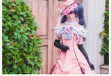 Smiling Angel Cos Anime Black Butler Kuroshitsuji Cos Halloween Palace Woman Pink Dress Cosplay Costume Dress+hat+Gloves+Neck, Medium