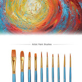 AOOK 10 Pieces Paint Brush Set Watercolor Brushes Professional Paint Brushes Artist for