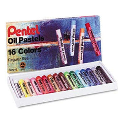 ~:~ PENTEL OF AMERICA ~:~ Oil Pastel Set with Carrying Case, Assorted Colors, 16 Pastels per Set
