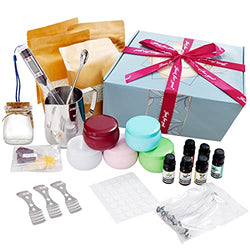 Candle Making Kit Supplies, Scented Candles Supplies Arts and Crafts for Adults and Teens, DIY Starter Gift Set with Soy Wax, Fragrance Oil, Wax Melting Pot, Cotton Wicks, 6 Tins & More