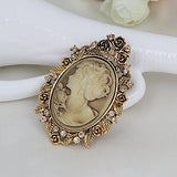 Danbihuabi Vintage Crystal Cameo Lady Maiden Flower Brooch(silver Plated,gold Plated) (gold