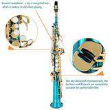 EastRock Bb Soprano Saxophone Straight Sax Instruments for Beginners Students Intermediate Players with Carrying Case,Mouthpiece,Pads,Reed,Cleaning kit,neck Strap,White Gloves(Lake Blue)