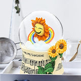 Sunflower Snow Globe Women Gift - Sunflower Music Box with Light Birthday Anniversary Christmas Valentine Sunshine Gift for Wife Mom Girlfriend Daughter Melody Castle in The Sky