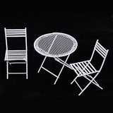 #N/A 1:12 Dolls House Miniature Furniture White Metal Round Table with 2 Chairs Set