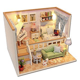 Spilay DIY Miniature Dollhouse Wooden Furniture Kit,Handmade Mini Modern Duplex Model with Dust Cover & Music Box ,1:24 Scale Creative Doll House Toys for Valentine Gift (Because of Meet You) M026