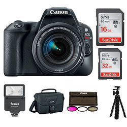 Canon EOS Rebel SL2 SLR Camera w/ 18-55mm f/4 STM Lens + Canon DSLR Bag, 48GB, Filter Kit, Flash