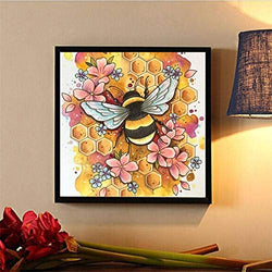 Diamond Painting Kits for Adults 5D DIY Full Round Drill Crystal Rhinestone Embroidery Arts Craft Wall Decor Bee Licking On Honey 11.8x11.8 in by Bemaystar