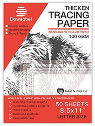 Printable Translucent Vellum Paper, Dowsabel 8.5” x 11” Vellum Tracing Paper Heavy Duty for Arts and Crafts, Pencil, Marker and Ink - Trace Images, Drawing, 68 LBS, 50 Sheets