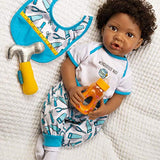 Paradise Galleries African American Black Reborn Baby Boy Doll, Wonderfully Made, 20 inches, Weighted Body, 7-Piece Doll Set