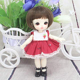 5-6 Inch Lovely Bob Straight Hair with Bangs Ponytail BJD Wigs 1/8 Lati Light Brown Mohair