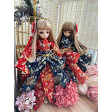 HMANE BJD Doll Clothes 1/3, Red Printed Kimono Japanese Style Clothes Set for 1/3 BJD Doll (No Doll)