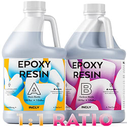 INCLY 2 Gallon Crystal Clear Epoxy Resin Kit, High Gloss & Bubbles Free Art Resin Epoxy Resin for Casting & Coating, Art DIY, Jewelry, Crafts, Countertop,Molds, River Table Tops, 1:1 Ratio Self Levels