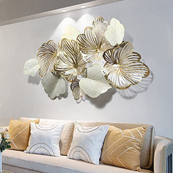 thlabe Home Decor Metal Wall Art Leaves, Modern Large Wall Sculptures Gold Flower Blooming Handmade 3D Wall Hanging Artwork Decoration for Living Room Bedroom Luxury Kitchen Gifts
