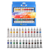 H & B 24 Colors Watercolor Paint Set, Aluminum Tubes 12ml,Professional Art Painting Watercolor Paint, Non Toxic & Safe, Premium Quality Painting Kit. Rich Pigments Lasting Quality for Beginners, Students & Professional Artist