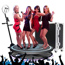 360 Photo Booth Machine for Parties with Free Logo Ring Light Selfie Holder Accessories,5 People Stand on Remote Control Automatic Spin 360 Video Camera Booth Platform Spinner 39.4” with Flight Case