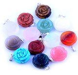 12pcs Rose Flower Shape Gemstone Handmade Carved Healing Chakra Beads Crystal Quartz DIY Stone