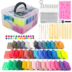 Polymer Clay, YLOKO 42 Colors Modeling Clay Oven Bake Set with 19 Sculpting Clay Tools and 11 Kinds of Accessories, Non-Toxic Polymer Clay Cutters Jewelry Making, Ideal DIY Gift for Kids