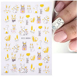 JMEOWIO 8 Sheets Easter Nail Art Stickers Decals Self-Adhesive Pegatinas Uñas Rabbit Carrot Egg Nail Supplies Nail Art Design Decoration Accessories