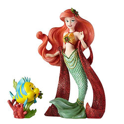 Enesco Disney Showcase “The Little Mermaid” Holiday Ariel and Flounder Stone Resin Figurine Set, Set of 2, Multicolor