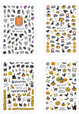 12 Pcs Halloween Nail Art Sticker 3D Self-Adhesive Nail Decal Supplies Colorful Halloween Bat Ghost Skull Spider Web Pumpkin Design Nail Transfer Foil Nail Decoration Tips Wraps Adhesive Glitters Acrylic DIY