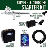 Master Airbrush Multi-Purpose Airbrushing System Kit with Portable Mini Air Compressor - Gravity Feed Dual-Action Airbrush, Hose, How-to-Airbrush Guide Booklet - Hobby, Craft, Cake Decorating, Tattoo