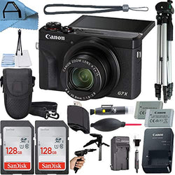 Canon PowerShot G7X Mark III Digital Camera 20.1MP Sensor with 2 Pack SanDisk 128GB Memory Card + Case + Full Size Tripod + A-Cell Accessory Bundle (Black)