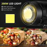 Neewer 200W LED Video Light, Dimmable 5600K LED Continuous Lighting with 2.4G Wireless Remote, CRI 95+, Bowens Mount, 21000LM for YouTube Video, Studio Portrait/Product Photography, Wedding, Interview
