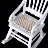 CuteExpress Miniature Rocking Chair 1:12 Scale Dollhouse Accessories Tiny Furniture Model for Doll House Toy Home Decoration Scene Shooting (White)