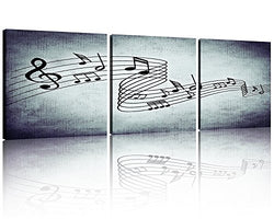 NAN Wind Modern Music Posters Beating Stretched and Framed Music Notes Decor Paintings on Canvas Wall Art Ready to Hang for Living Room Bedroom Home Decorations 3Pcs