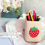 Cute Pen Holder For Desk, Pencil Pen Cup Holder For Desk kids, Home Accessory Office Storage Women Makeup Brush Organizer Lovely (Strawberry)