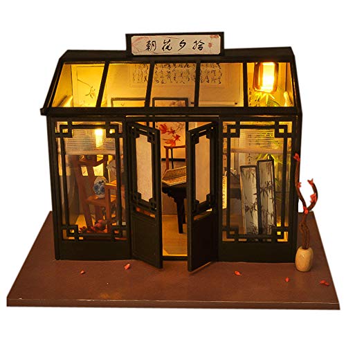 WYD 3D Creative Handmade Model Doll House Chinese Style Antique Calligraphy Shop with LED and Mini Furniture Set Creative Toy