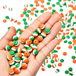 500 Pieces Saint Patrick's Day Resin Pony Beads Saint Patrick's Day Round Beads Opaque Pony Beads for Saint Patrick's Day Party DIY Jewelry Craft Supplies (Orange, Green, White)