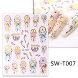 Flower Nail Art Sticker, 3D Self-Adhesive Nail Decals Rose Nail Stickers for Nail Art Feather Nail Decals for Acrylic Nails Gold Nail Stickers for Women Dream Catchers Nail Decoration 4 Sheets