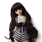 1/6 BJD Doll Wig with 6.3 Inch~6.70Inch Soft Synthetic Long Deep Dark Auburn Curly Wigs with Full Bangs for 1/6 BJD Doll SD Doll Ball Jointed Doll