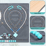PP OPOUNT Wooden Jewelry Design Board, Flocked Bead Board for Jewelry Making, Solid Wood with Flocked Bead Measuring Board, Design Boards for Bracelets, Necklaces Making