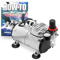 PointZero 1/5 HP Airbrush Compressor - Portable Quiet Hobby Tankless Oil-Less Air Pump