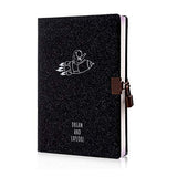 Gowelly Locking Journal Notebook, PU Leather Diary with Lock, Space Design Black A5 Notebook, Planner, Organiser, Secret Diary, 100 gsm Thick Paper, Gift for Adults Kids, 8.4" x 5.7"