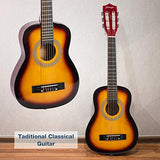 JMFinger Beginner Classical Guitar 30 Inch Kids Nylon Strings Guitar with Gig Bag, Strap, Picks, 3 in 1 Metronome & Tuner, Sunburst