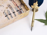 Lingery Quill Pen Set with Stand and 5pcs Stainless Steel Nibs in Different Size,Feather Dip Pen Gift Set